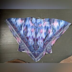 World Unity Purple and Blue tie dye bedazzled flowy layered tank top size XL